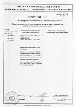 2019.11.16 Узловая - Приложение к сертификату Изделия крепежные из металла, торговая марка Tech-KREP. Серийный выпуск